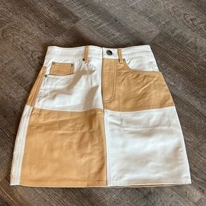 Leather Patchwork Mini Skirt